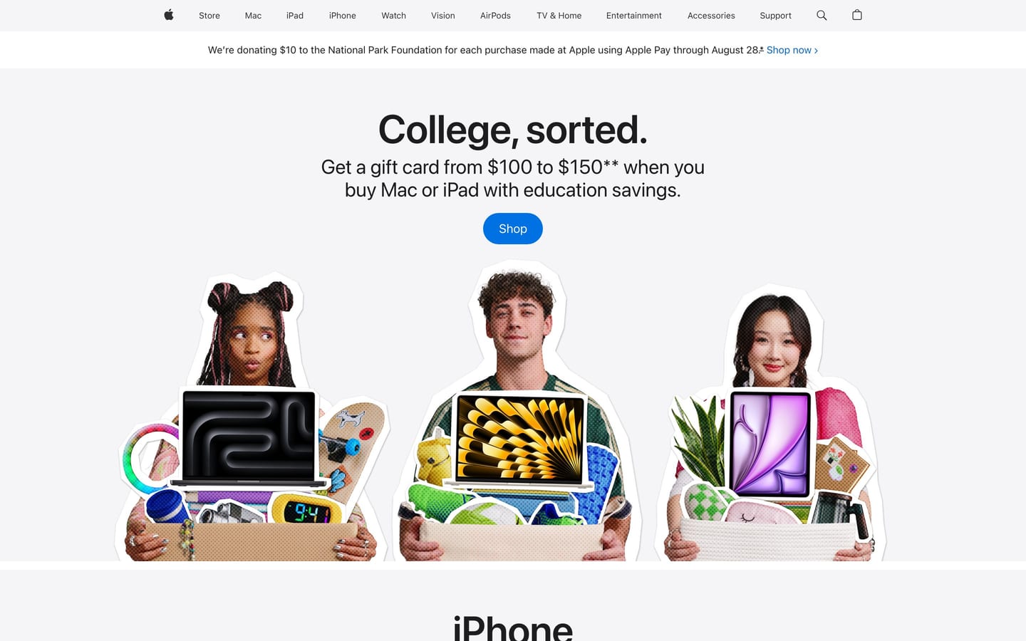 Screenshot of the Apple website