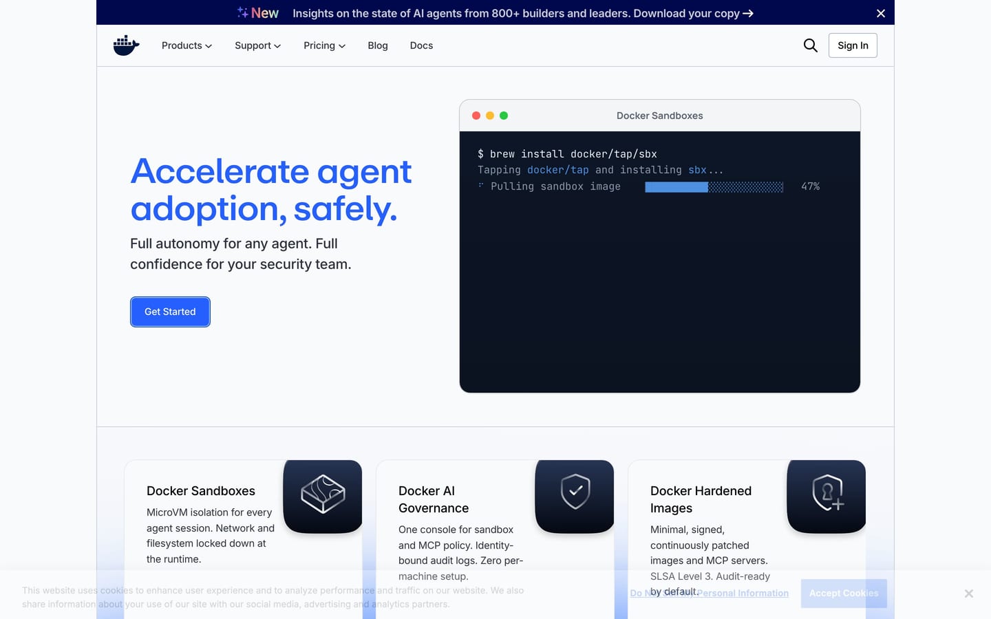 Screenshot of the Docker website