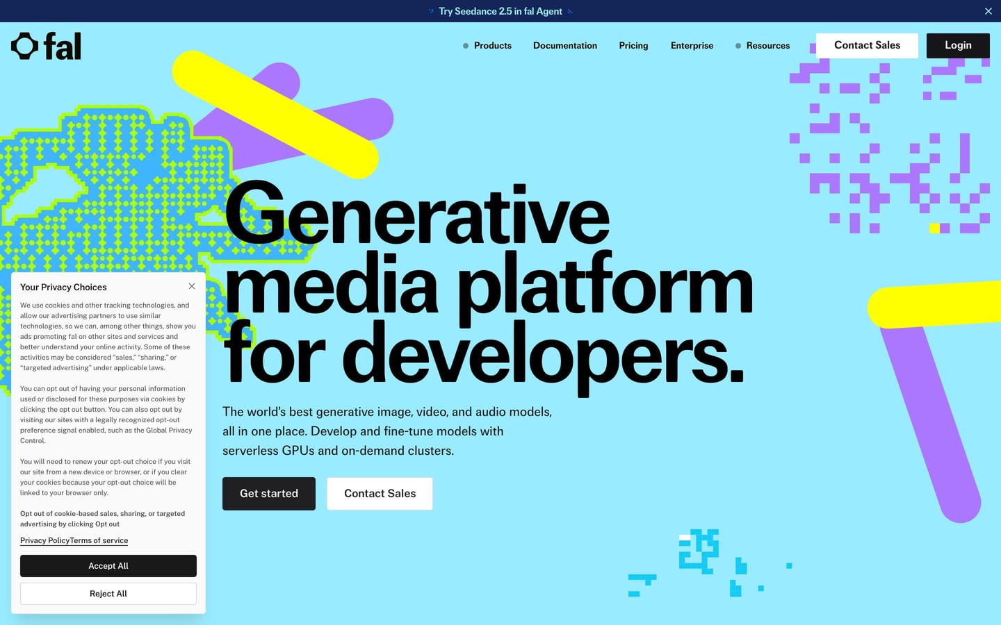Screenshot of the fal website