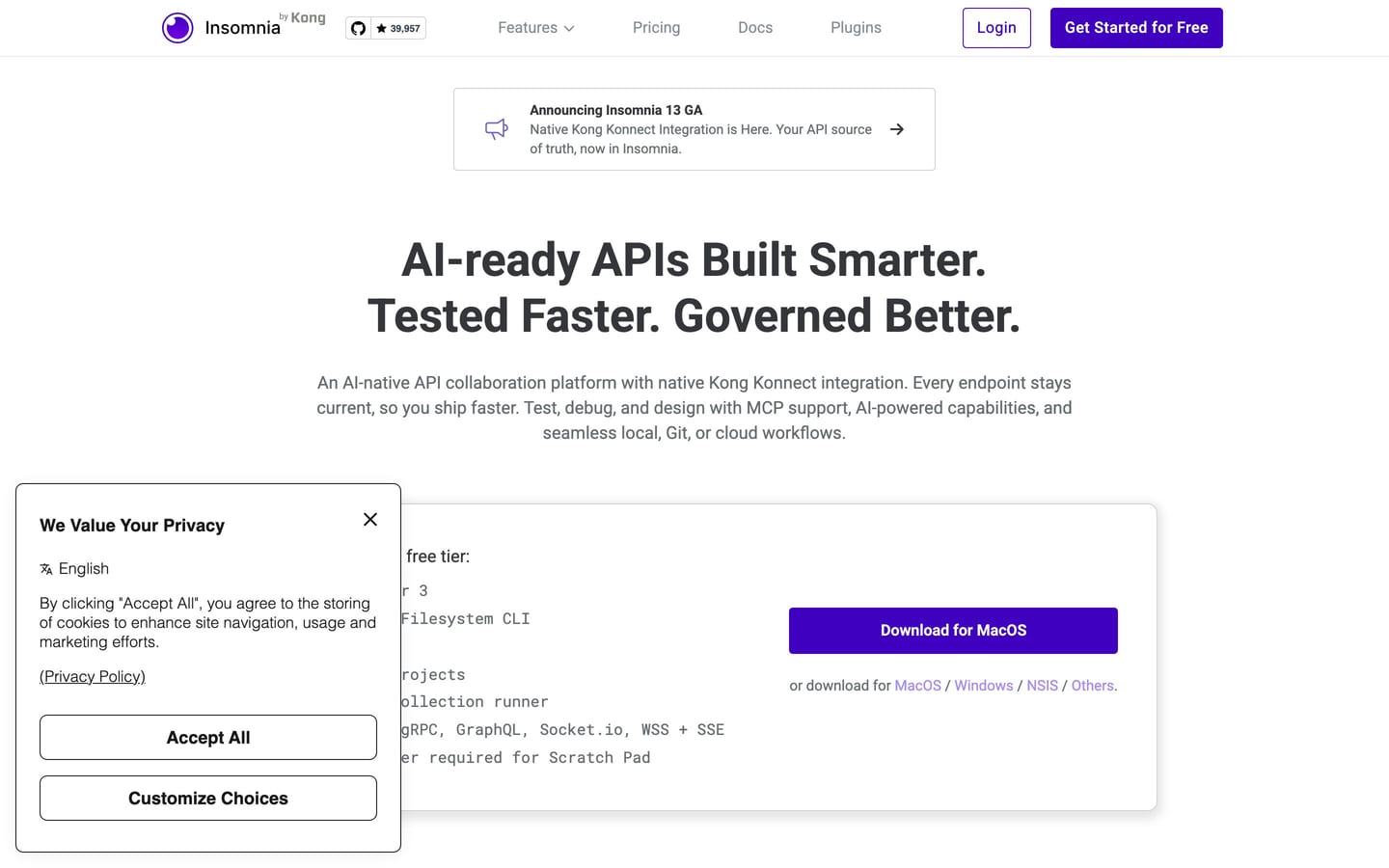 Screenshot of the The Collaborative API Development Platform website