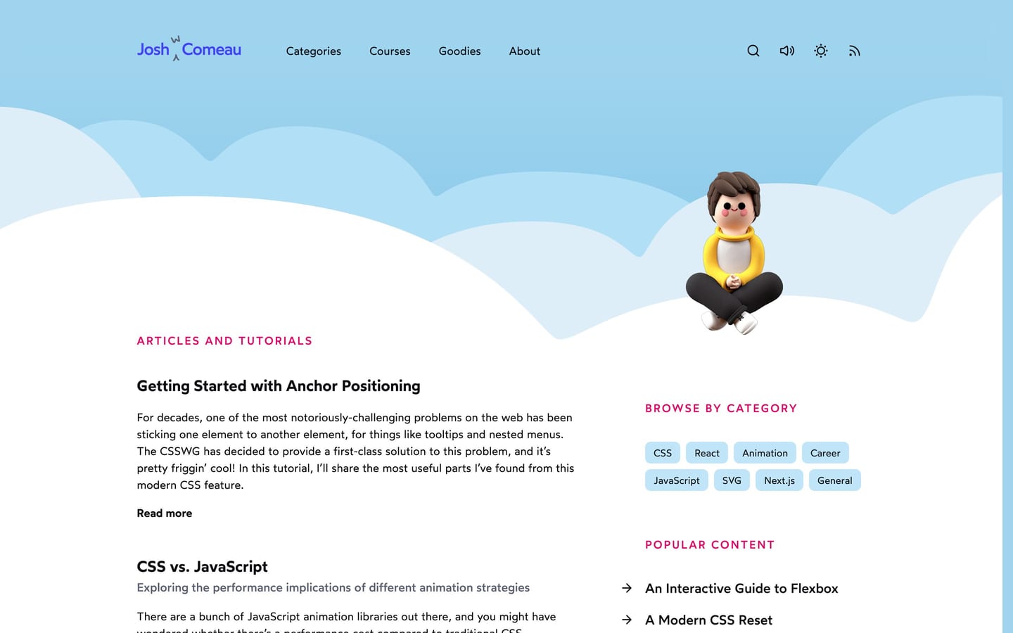 Screenshot of the Josh W. Comeau website