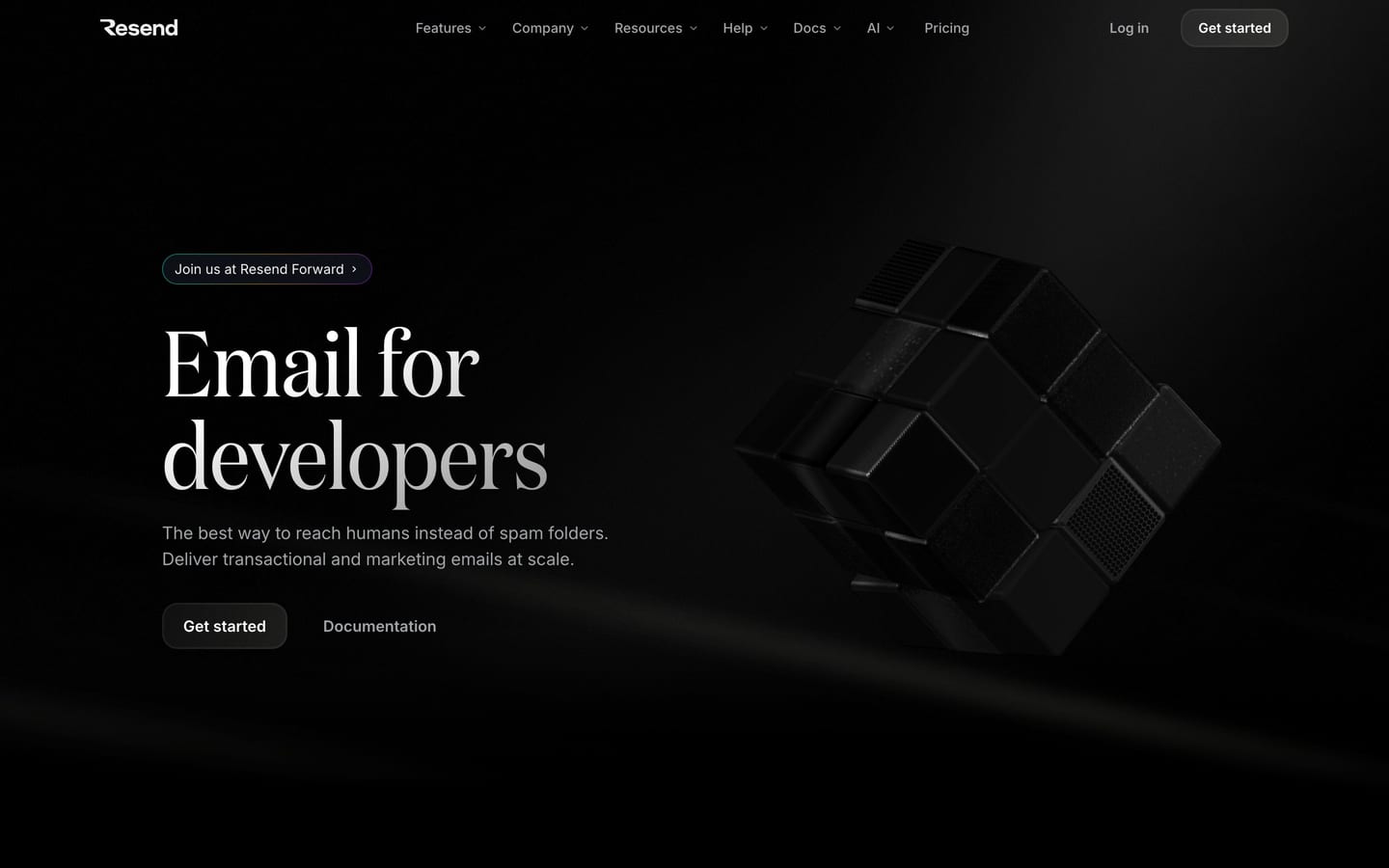 Screenshot of the Resend website
