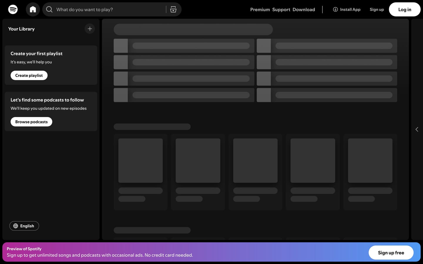 Screenshot of the Spotify website