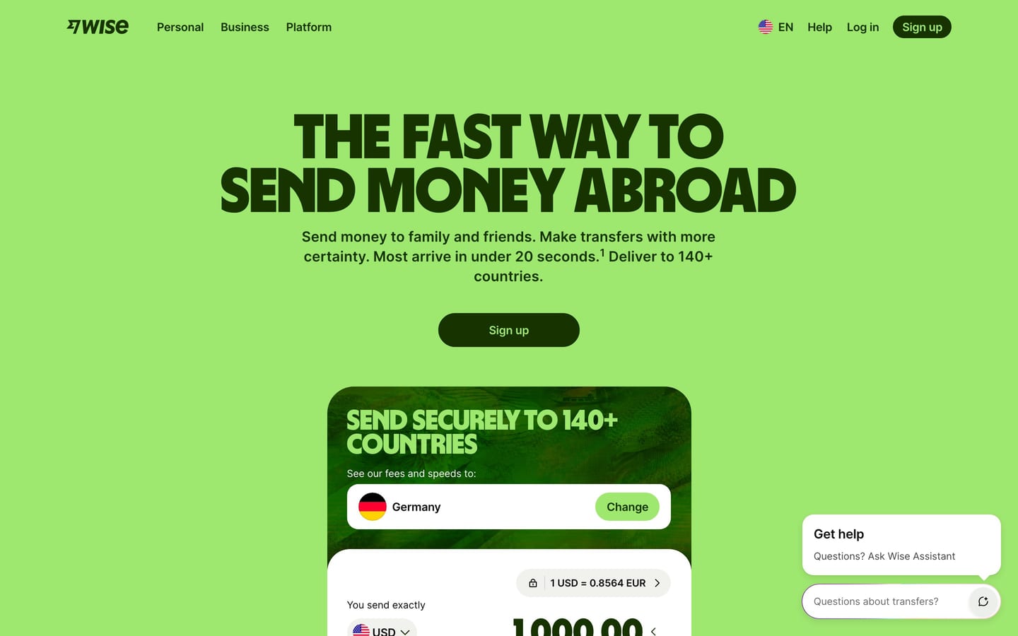 Screenshot of the Wise United Kingdom website
