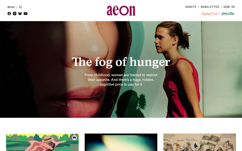 Screenshot of the Aeon website