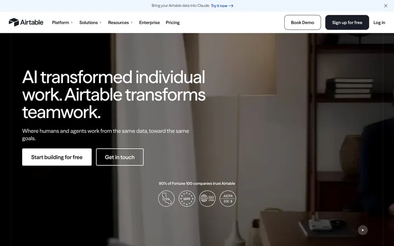Screenshot of the Airtable website