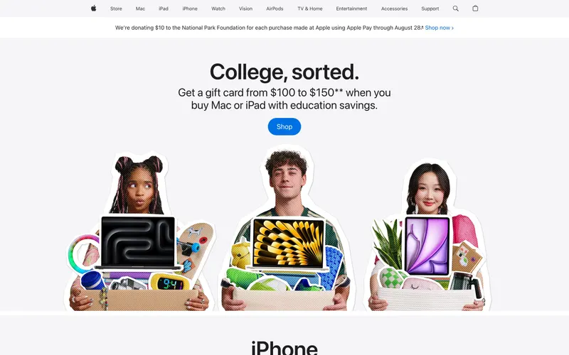 Screenshot of the Apple website