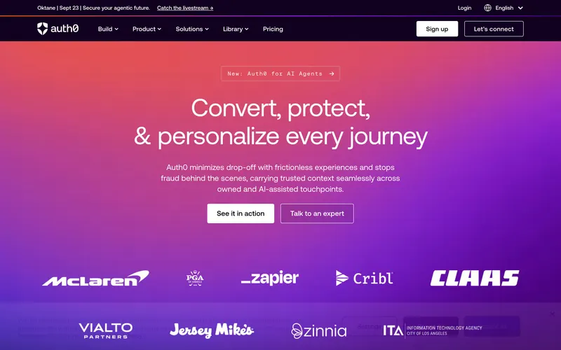 Screenshot of the Auth0 website