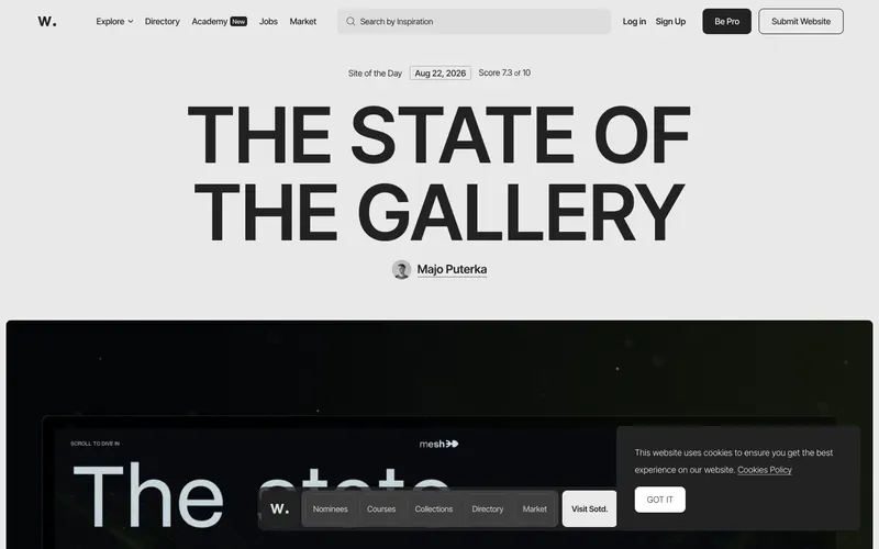 Screenshot of the Awwwards website