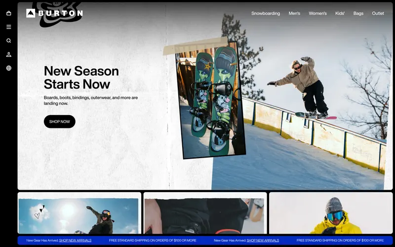 Screenshot of the Burton website