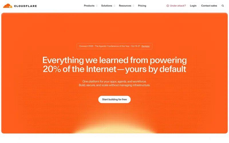 Screenshot of the Cloudflare: Build for the agent era website