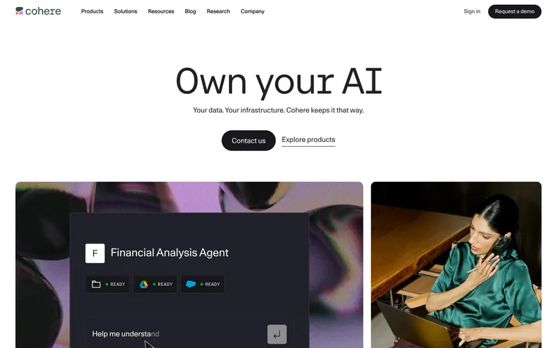 Screenshot of the Cohere website
