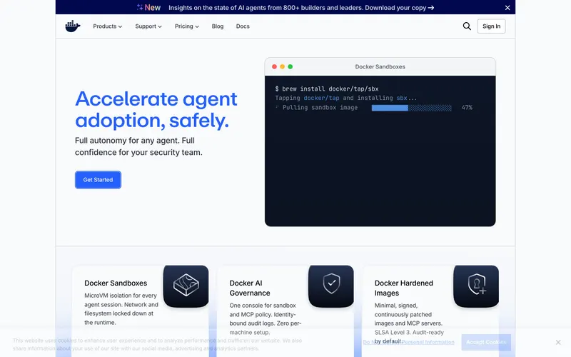 Screenshot of the Docker website