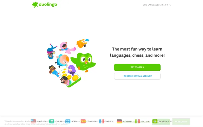 Screenshot of the Learn a language for free website