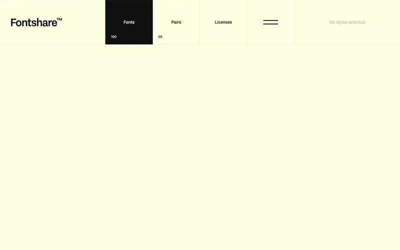 Screenshot of the Fontshare: Quality Fonts. Free. website