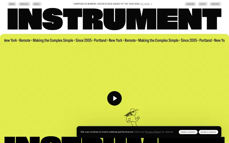 Screenshot of the Instrument website