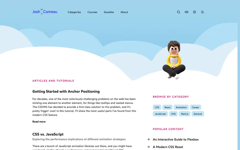 Screenshot of the Josh W. Comeau website