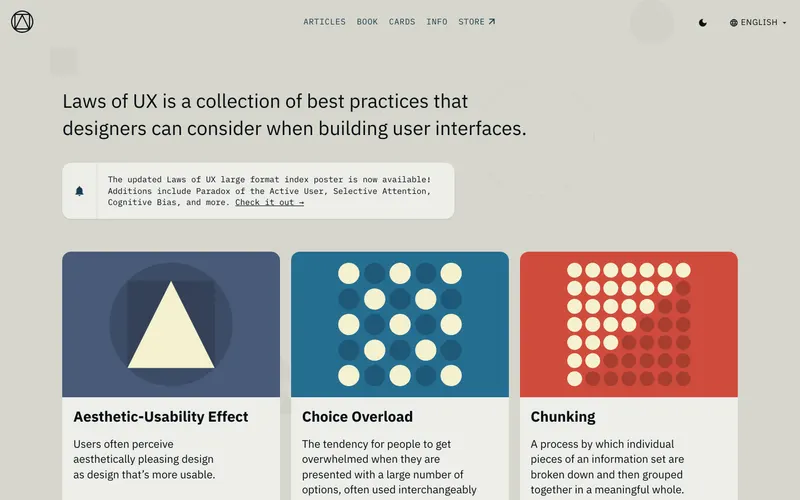 Screenshot of the Laws of UX website