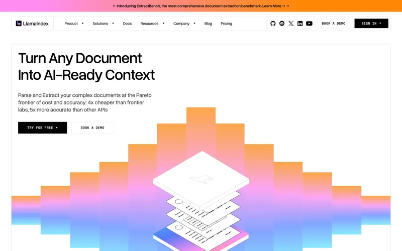 Screenshot of the LlamaIndex website