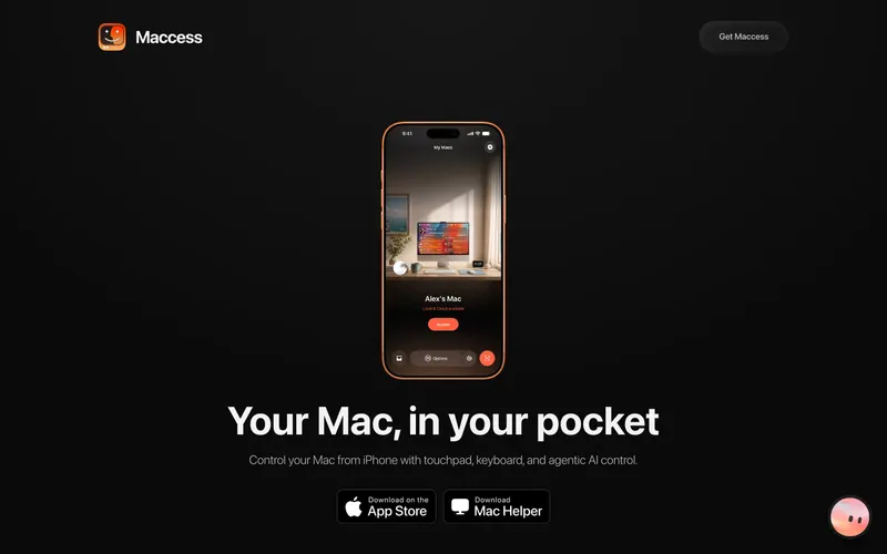 Screenshot of the Maccess website