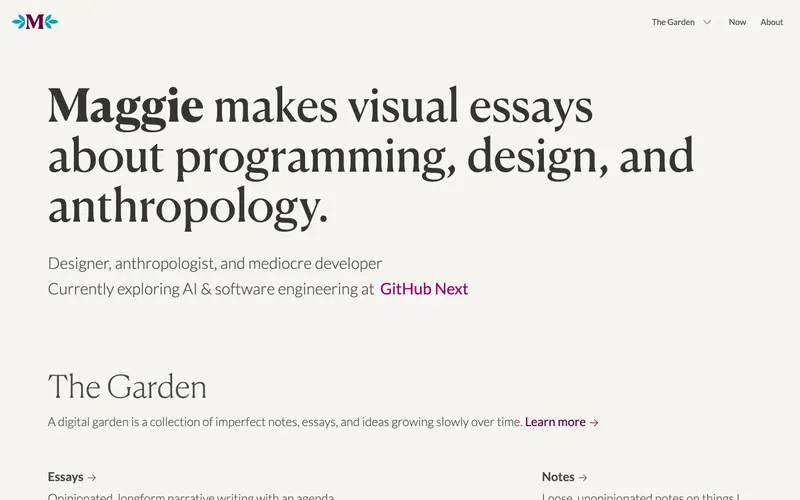 Screenshot of the Maggie Appleton website