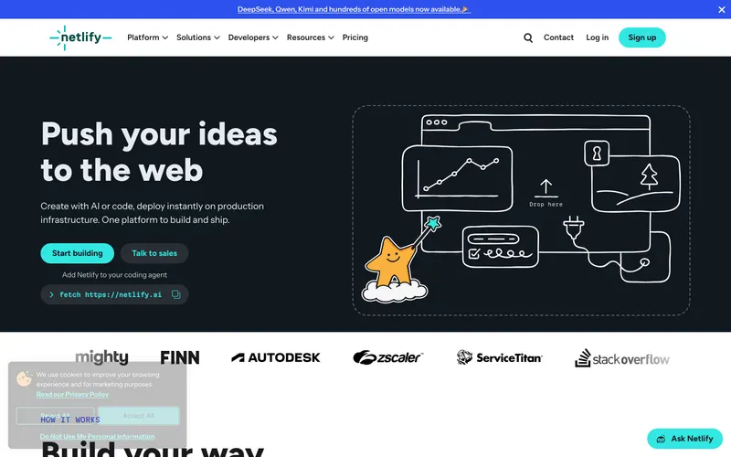 Screenshot of the Netlify website