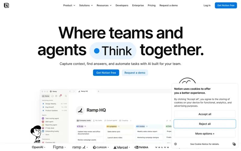 Screenshot of the Notion website