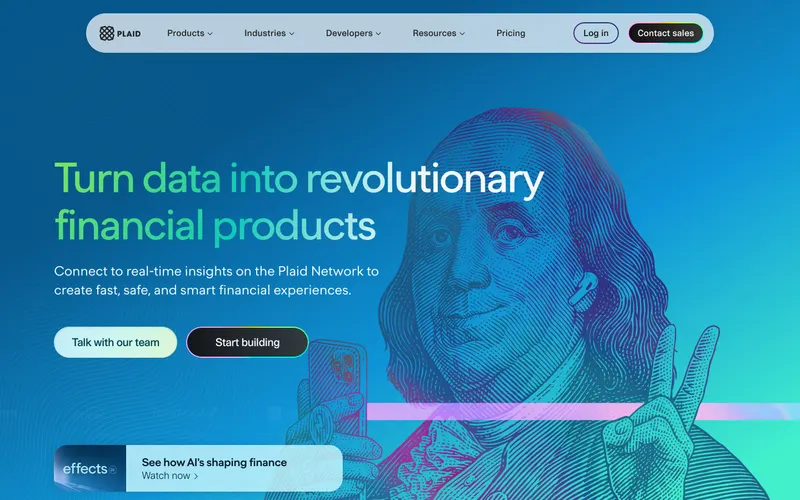 Screenshot of the Plaid website
