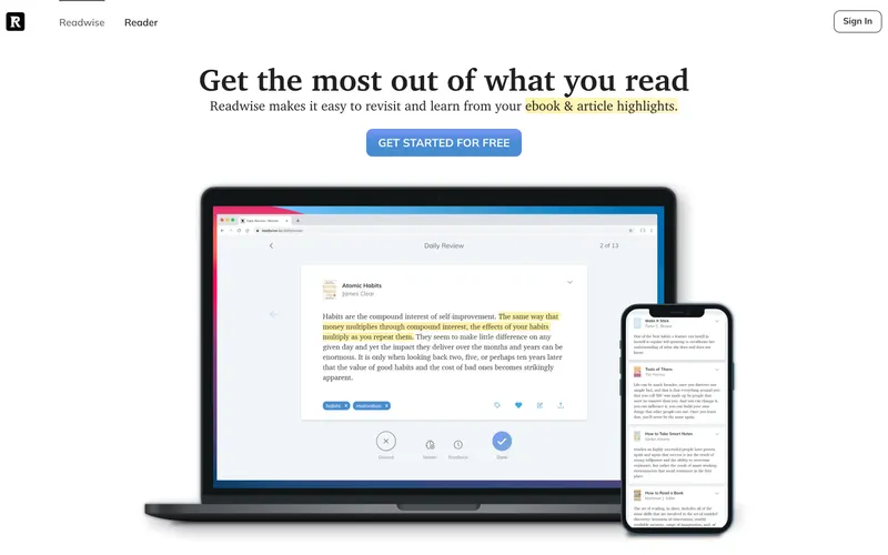 Screenshot of the Readwise website