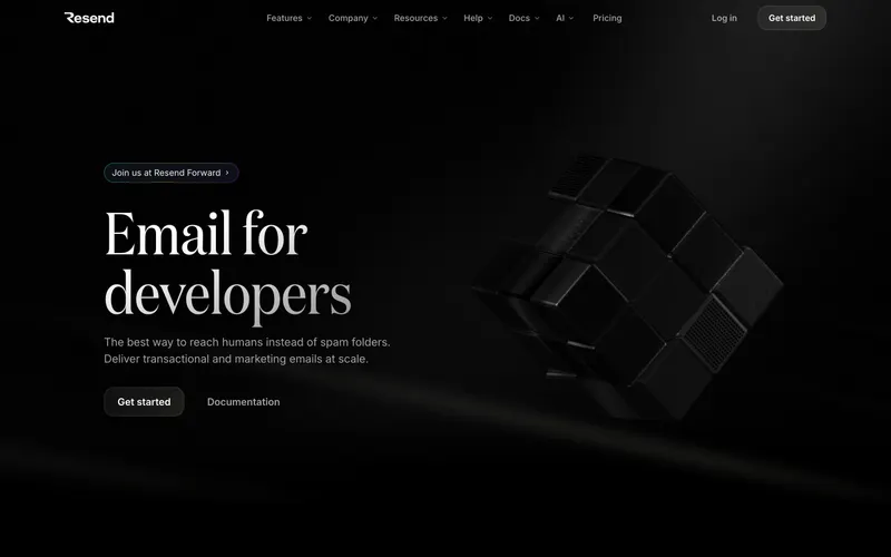 Screenshot of the Resend website