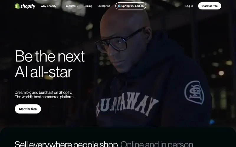 Screenshot of the Shopify website