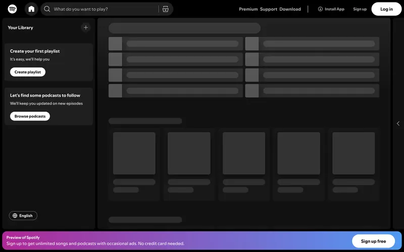 Screenshot of the Spotify website