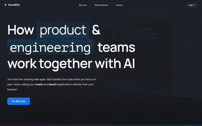 Screenshot of the StackBlitz website