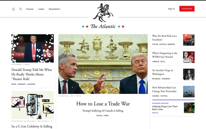 Screenshot of the The Atlantic website