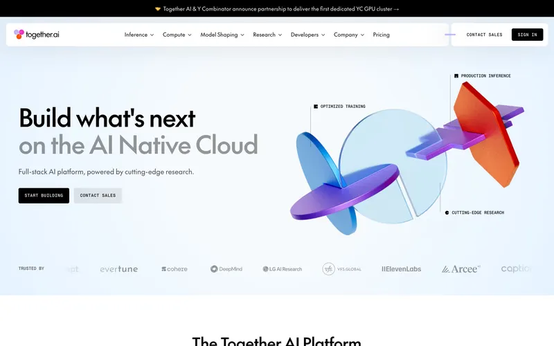 Screenshot of the Together AI website