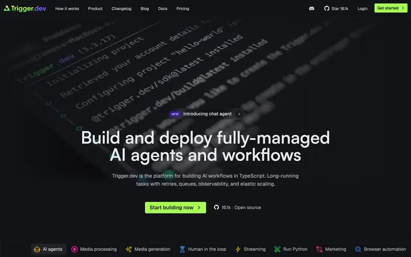 Screenshot of the Trigger.dev website