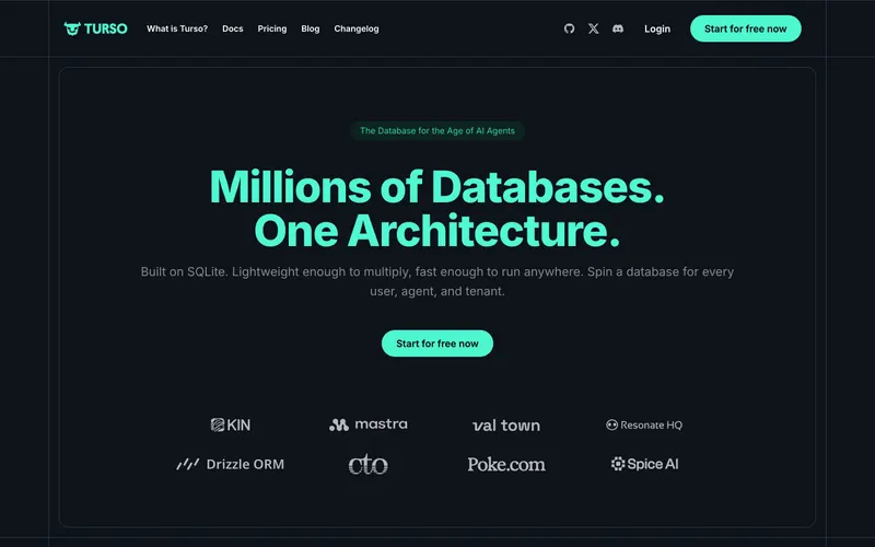 Screenshot of the Turso website