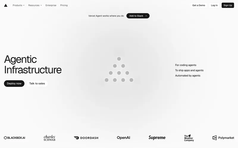 Screenshot of the Vercel website