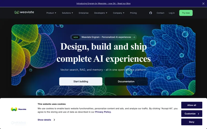 Screenshot of the Weaviate website